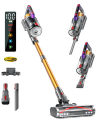 Kissof Battery Vacuum Cleaner, 50000Pa/550W/60 Mins Cordless Vacuum Cleaner with Self-Standing Function, Anti-Tangle Floor Brush, Fragrance Card, Highly Efficient Hypa Filter System for Hard Floors, [Energy Class A+++]