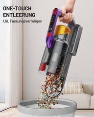 Kissof Battery Vacuum Cleaner, 50000Pa/550W/60 Mins Cordless Vacuum Cleaner with Self-Standing Function, Anti-Tangle Floor Brush, Fragrance Card, Highly Efficient Hypa Filter System for Hard Floors, [Energy Class A+++]