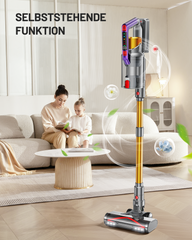 Kissof Battery Vacuum Cleaner, 50000Pa/550W/60 Mins Cordless Vacuum Cleaner with Self-Standing Function, Anti-Tangle Floor Brush, Fragrance Card, Highly Efficient Hypa Filter System for Hard Floors, [Energy Class A+++]